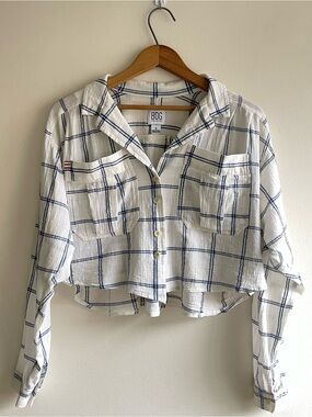 BDG Urban Outfitters Cropped Plaid Button Down Shirt Size Small